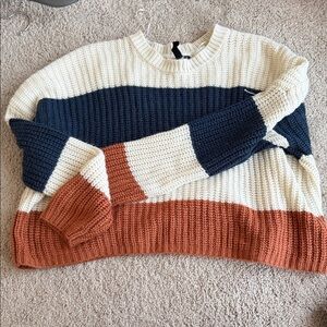 Colorblock Cropped Knit Sweater
